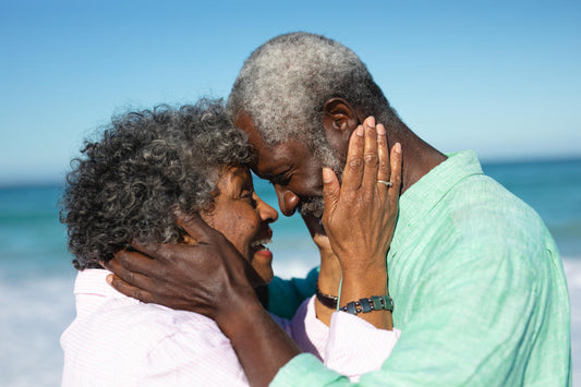 Two people holding each other closely.
