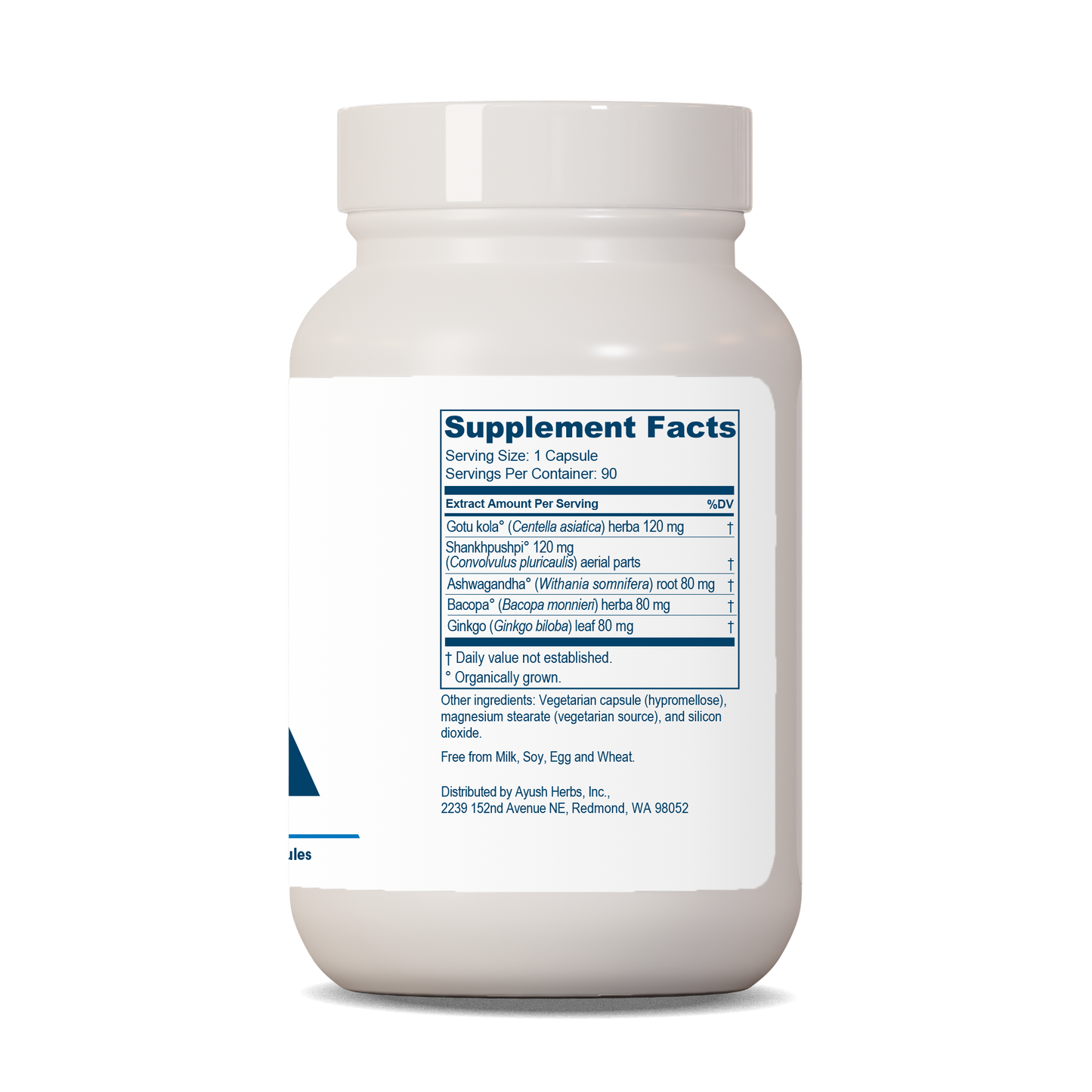 BacopaPlus bottle left side by Ayush herbs herbal supplements