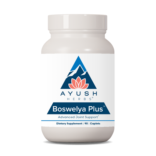 Boswelya Plus Bottle front by Ayush herbs herbal supplements