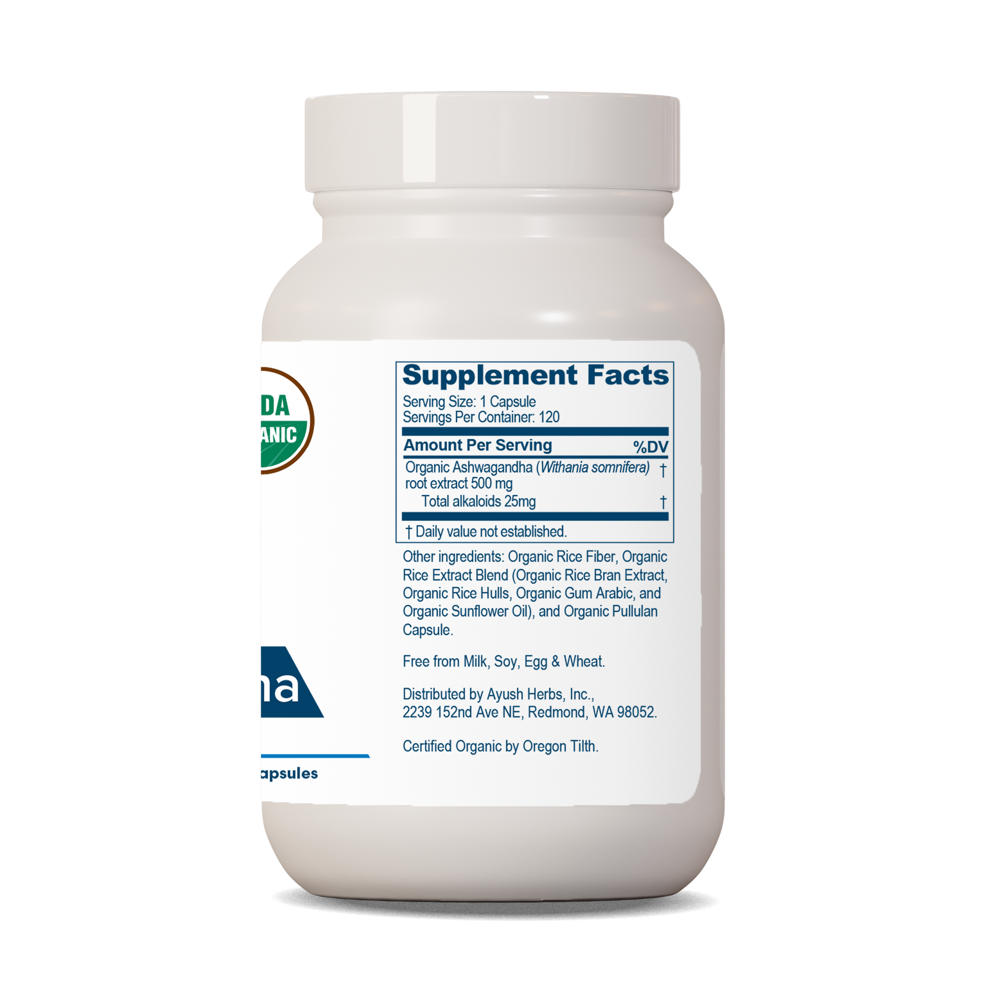 Supplement bottle with label on a white background