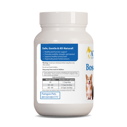 Boswelya Plus Pet Bottle right side by Ayush Pet herbal supplements