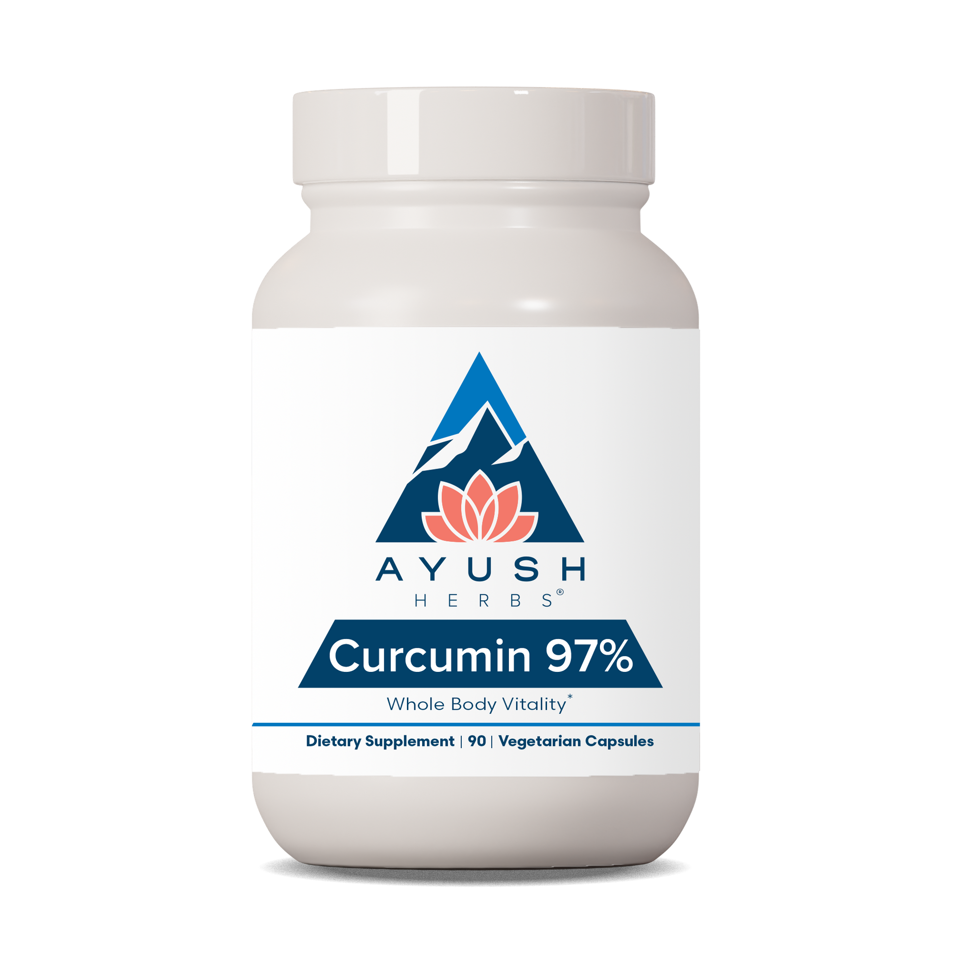 Curcumin 97 Bottle front by Ayush herbs herbal supplements