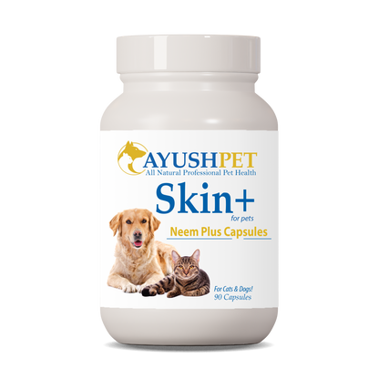 Neem Plus Pet Capsules Bottle front by Ayush Pet herbal supplements