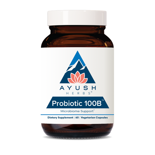 Probiotic 100B Bottle front by Ayush herbs herbal supplements