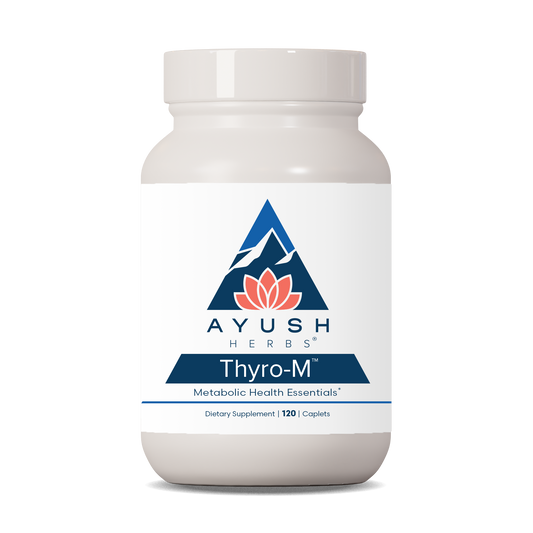 Thyro-M Bottle front by Ayush herbs herbal supplements